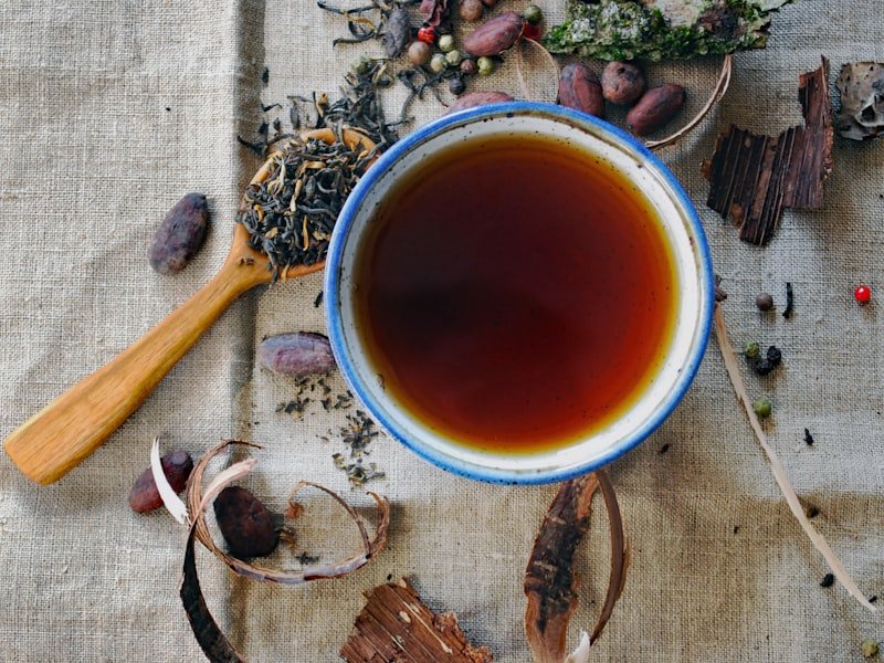 Herbal tea with dried botanicals, tree bark and seeds — natural allergy and immune support